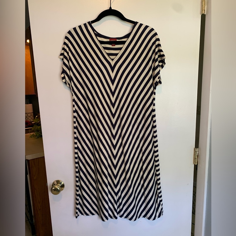 Navy Blue and white striped dress